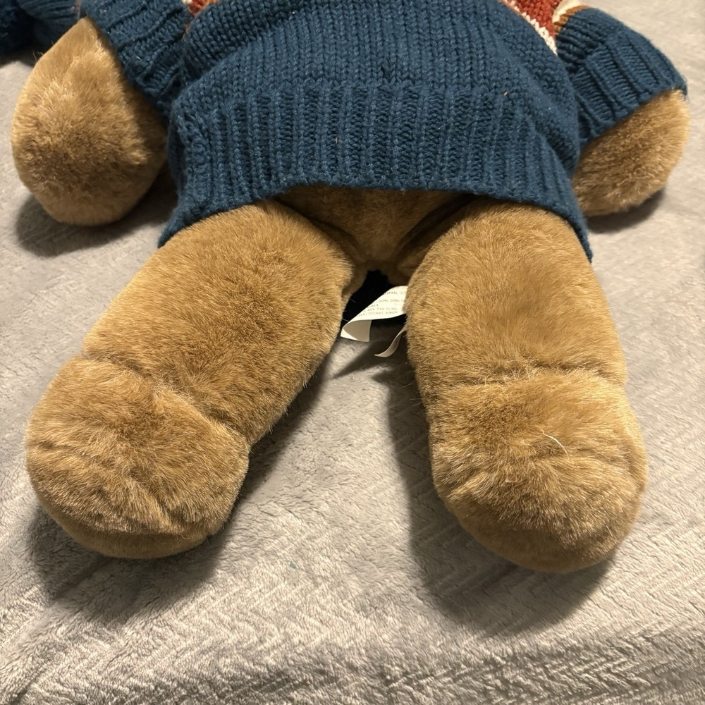 Vintage 1984 CHOSUN INTERNATIONAL Teddy Bear Plush with Blue Sweater and Hat - Picture 12 of 16